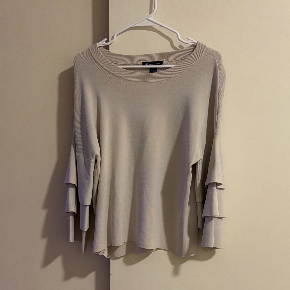 INC International Concepts Beige Layered Sleeve Blouse
